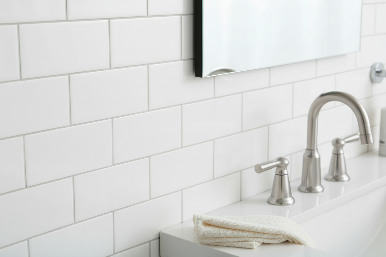 Before - Towel on sink without hook