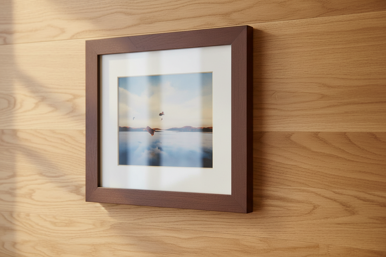 Large picture frame on wooden wall - new version